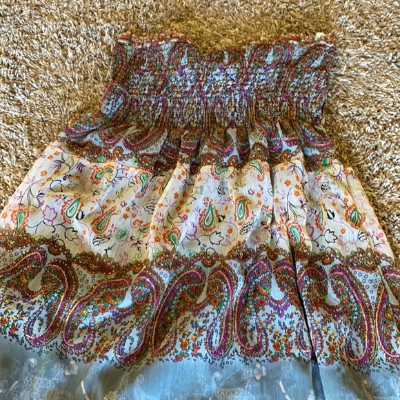 Paisley Floral Bohemian Maxi Strapless Dress - Picture 3 of 4